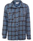 Daisy Street Womens Blue Check Shacket