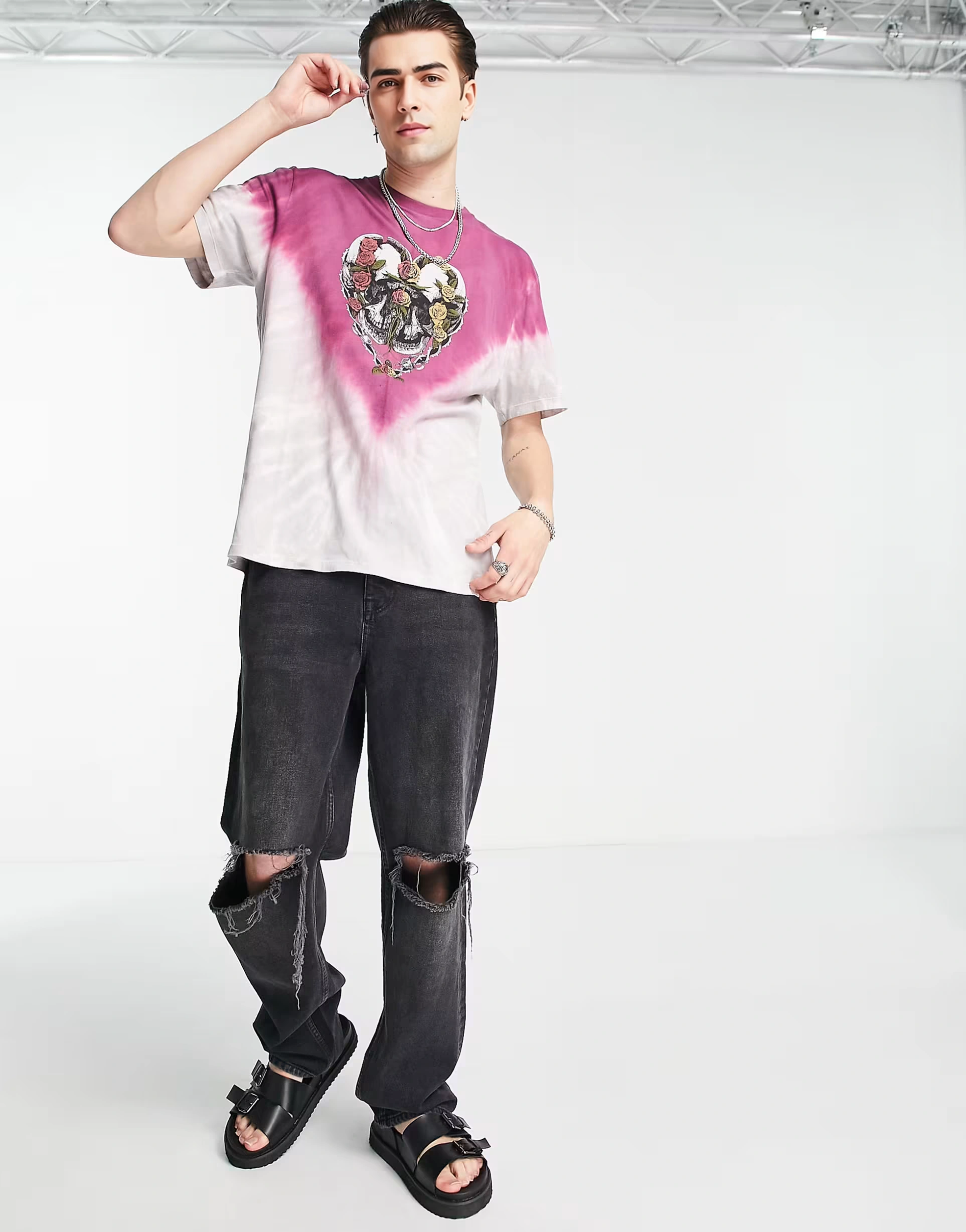 AllSaints Mens Danny Heart Logo T-Shirt In Pink