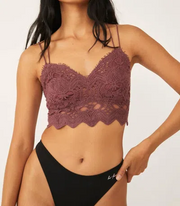 Free People Womens Adella Lace Detail Bralette in Mulberry