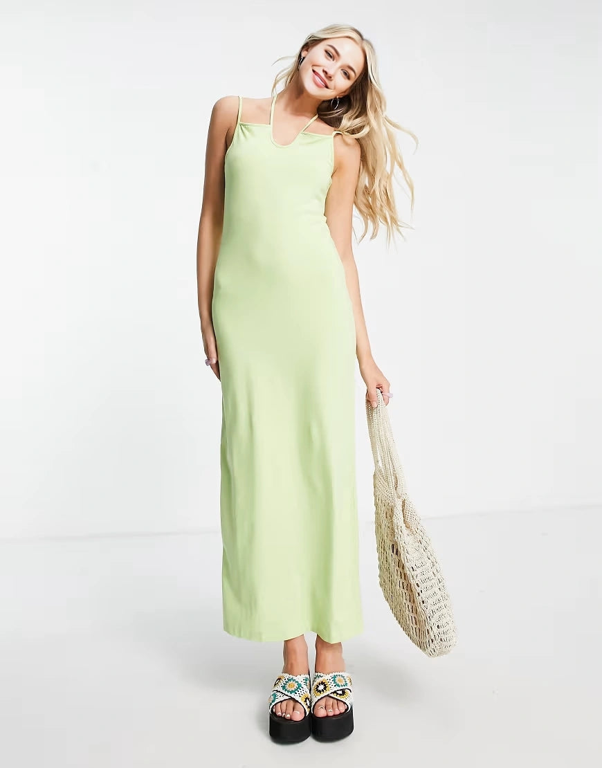 Weekday Womens Nina Halter Midi Dress In Green