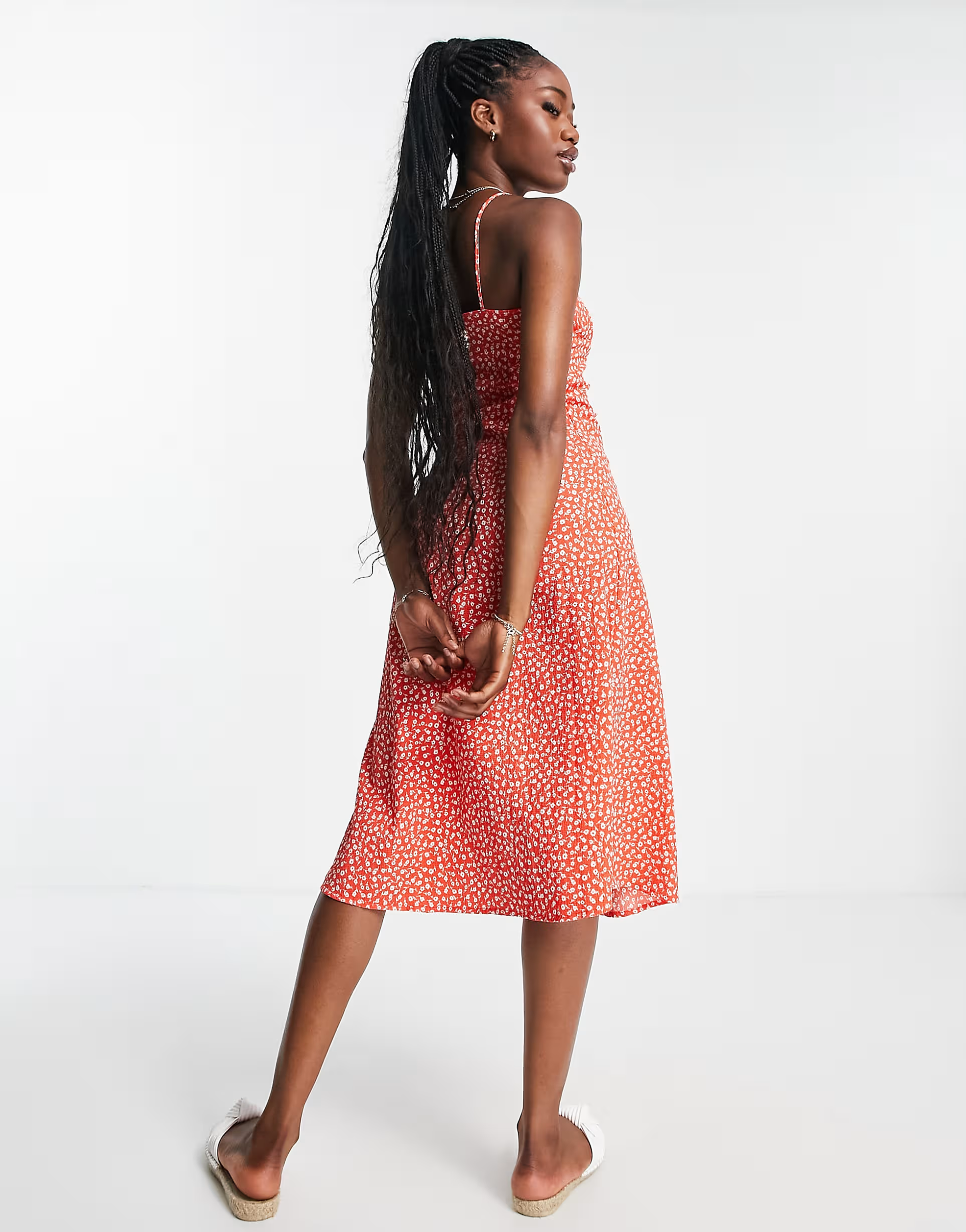 Monki Womens Cami Midi Dress With Side Split In Red