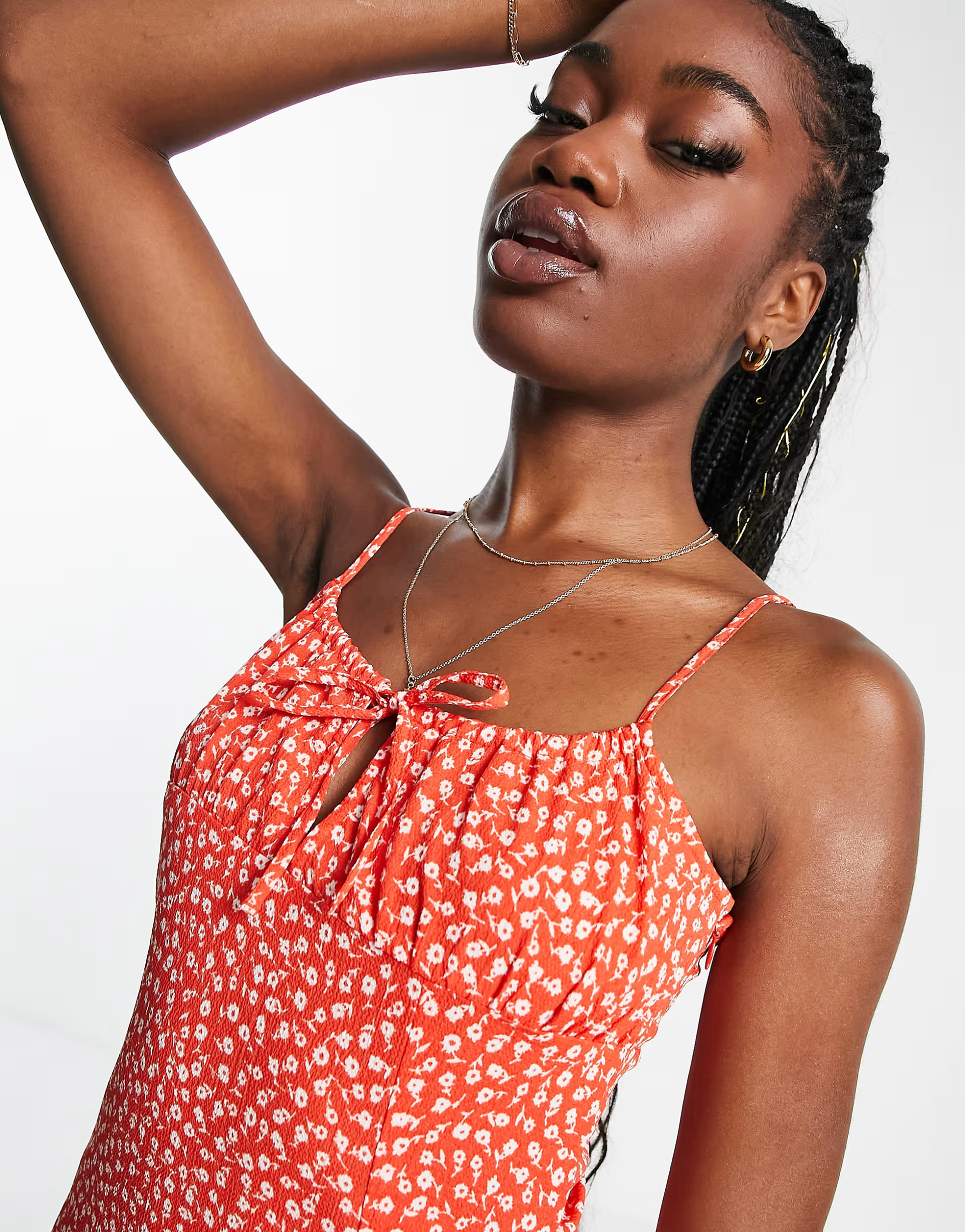 Monki Womens Cami Midi Dress With Side Split In Red