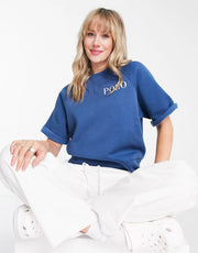 Womens Polo Ralph Lauren Co-Ord Lounge Short Sleeve Logo Sweatshirt in Indigo