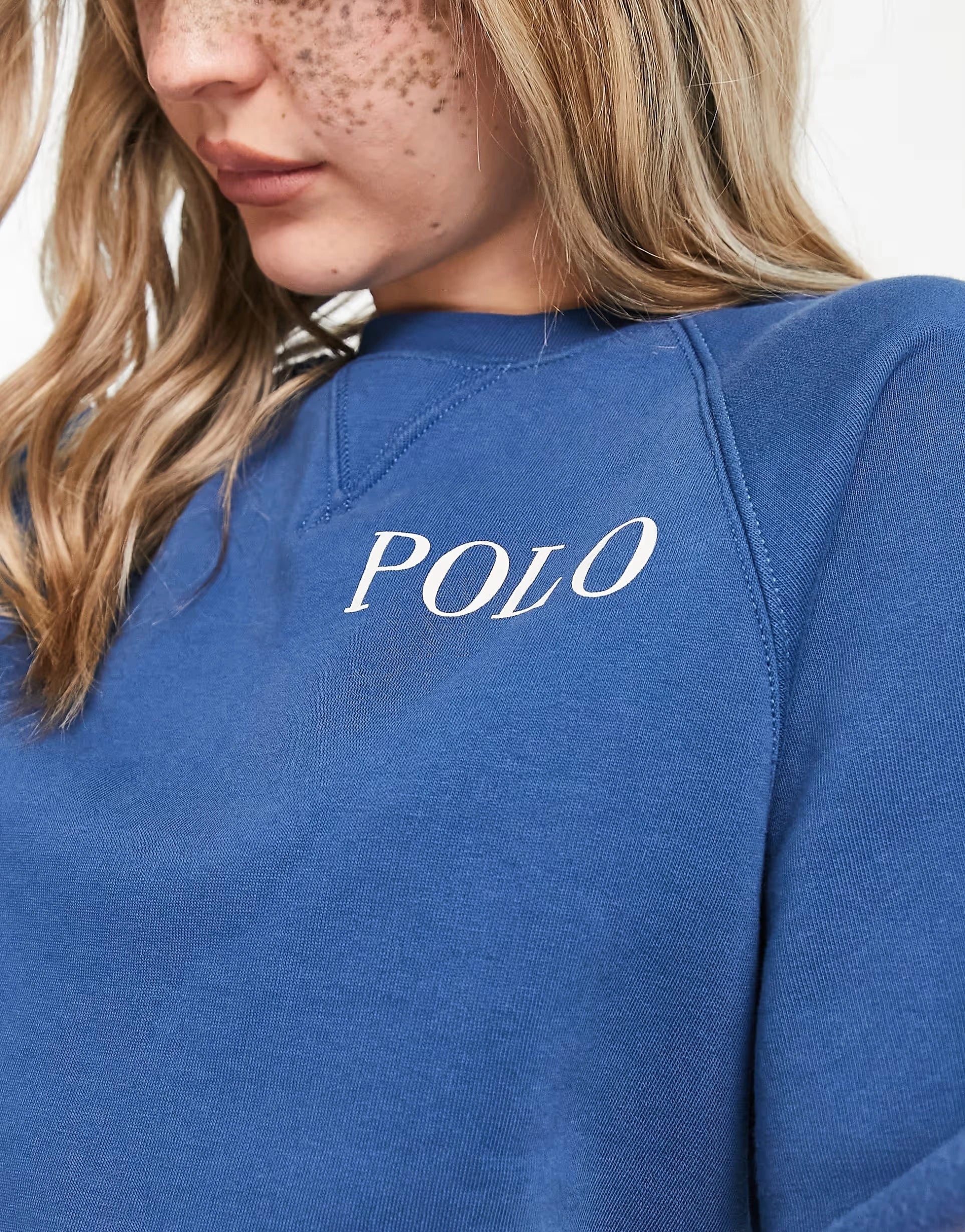 Womens Polo Ralph Lauren Co-Ord Lounge Short Sleeve Logo Sweatshirt in Indigo