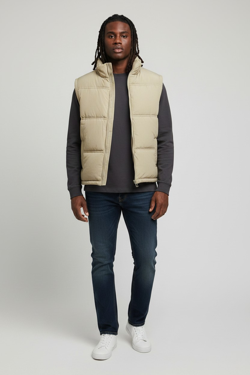 Hiit Mens Oversized Puffer Gilet in Charcoal