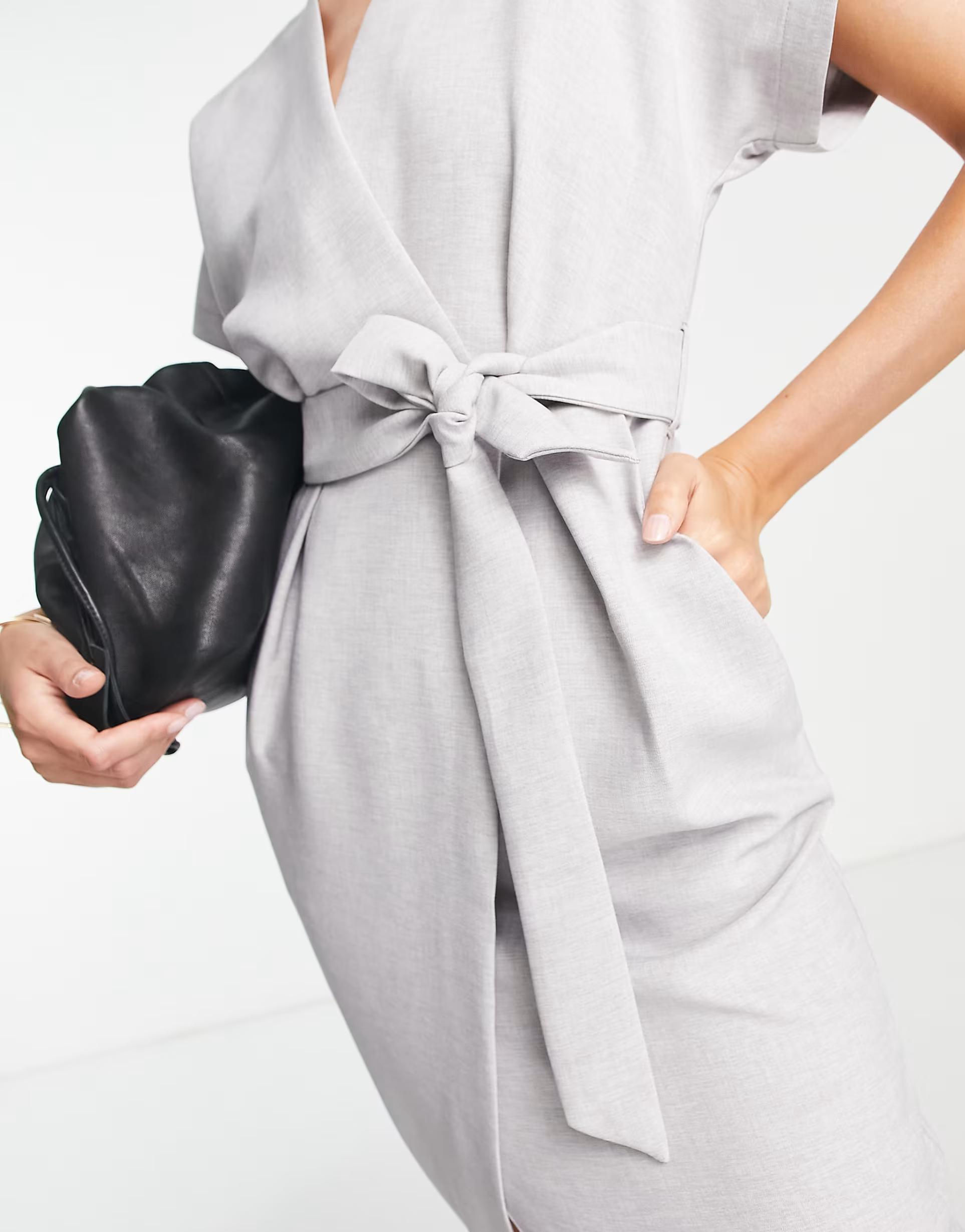 Closet London Womens Tall Kimono Wrap Dress In Grey
