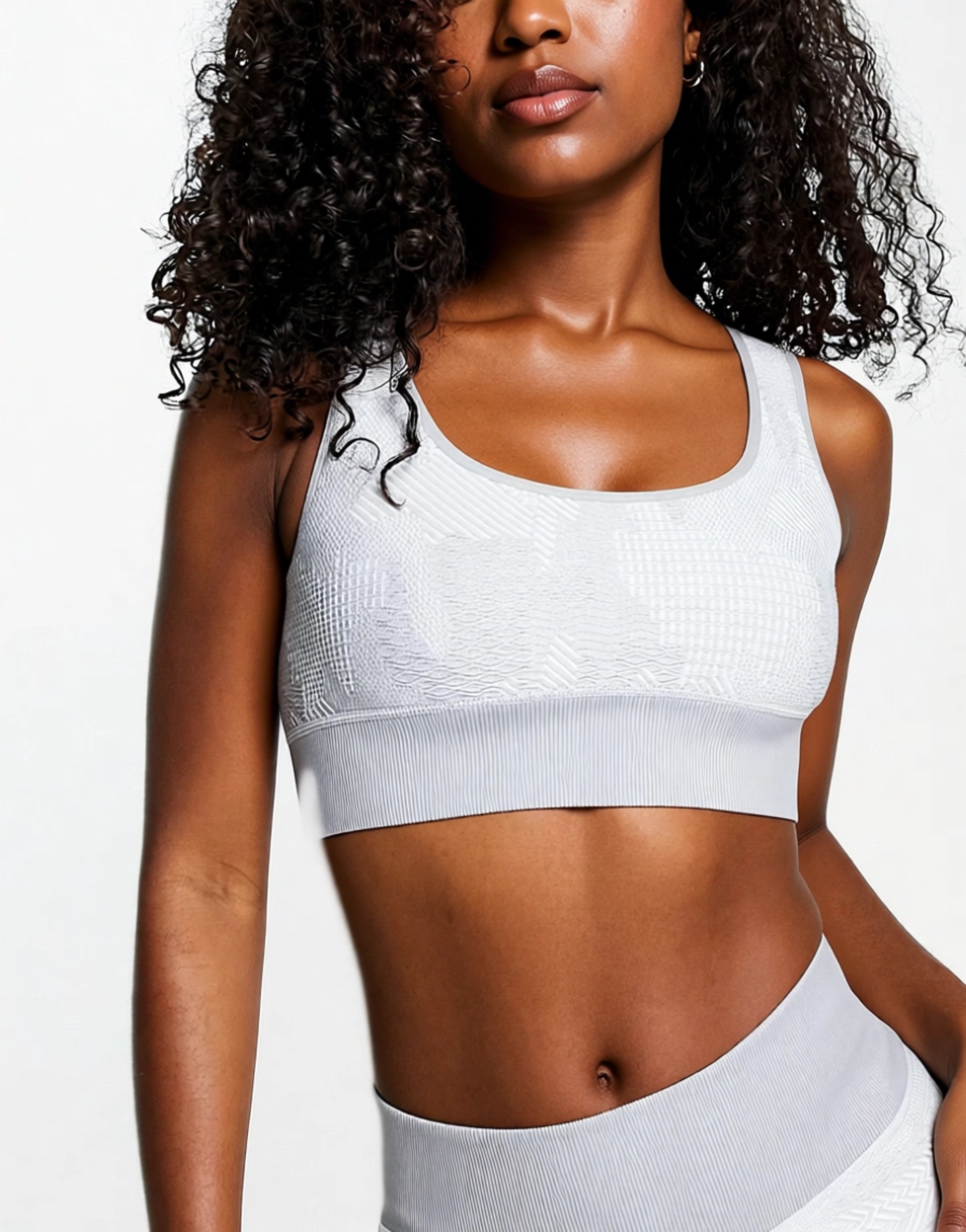 Hiit Womens Seamless Crop Vest in Textured Camo in Grey