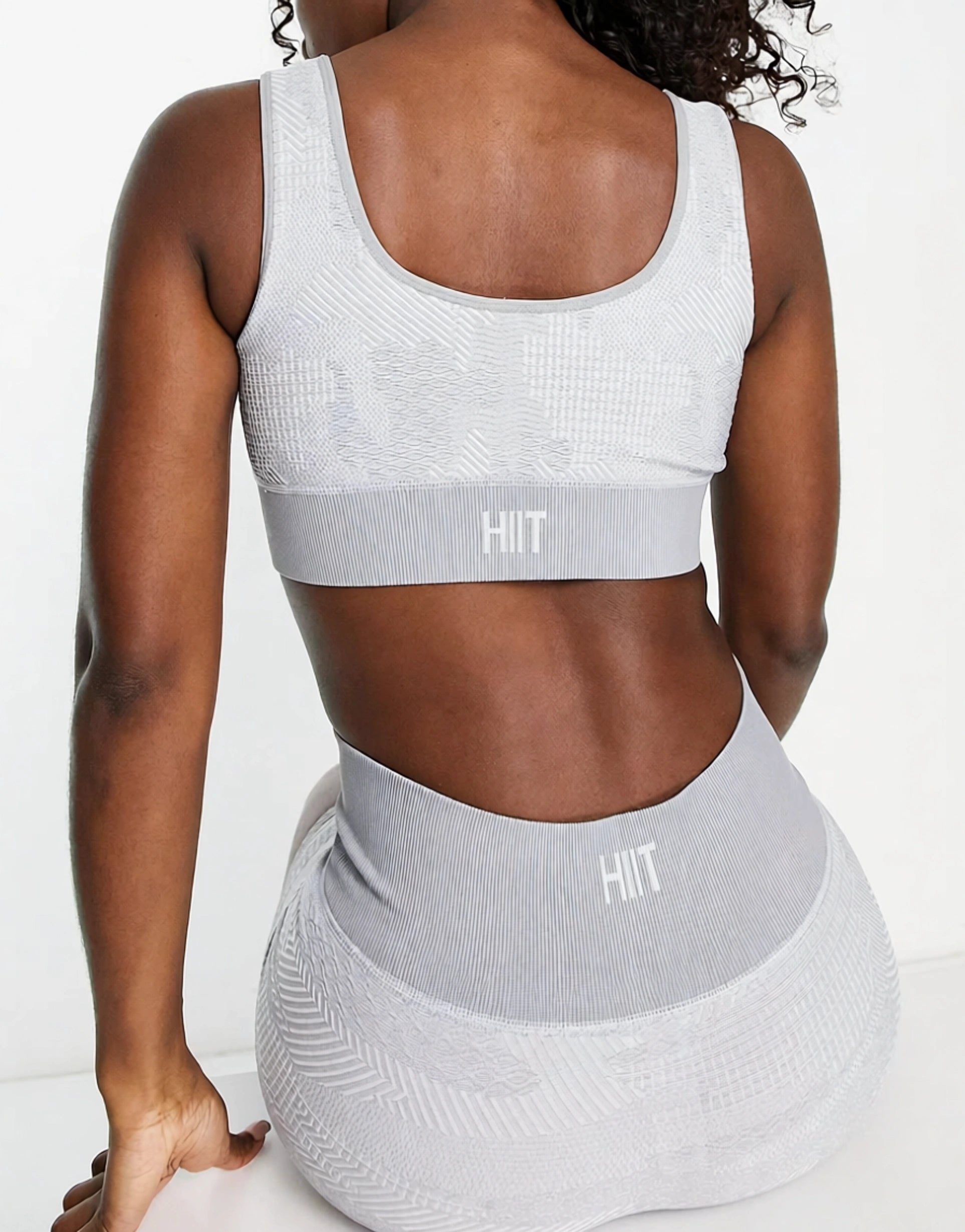 Hiit Womens Seamless Crop Vest in Textured Camo in Grey