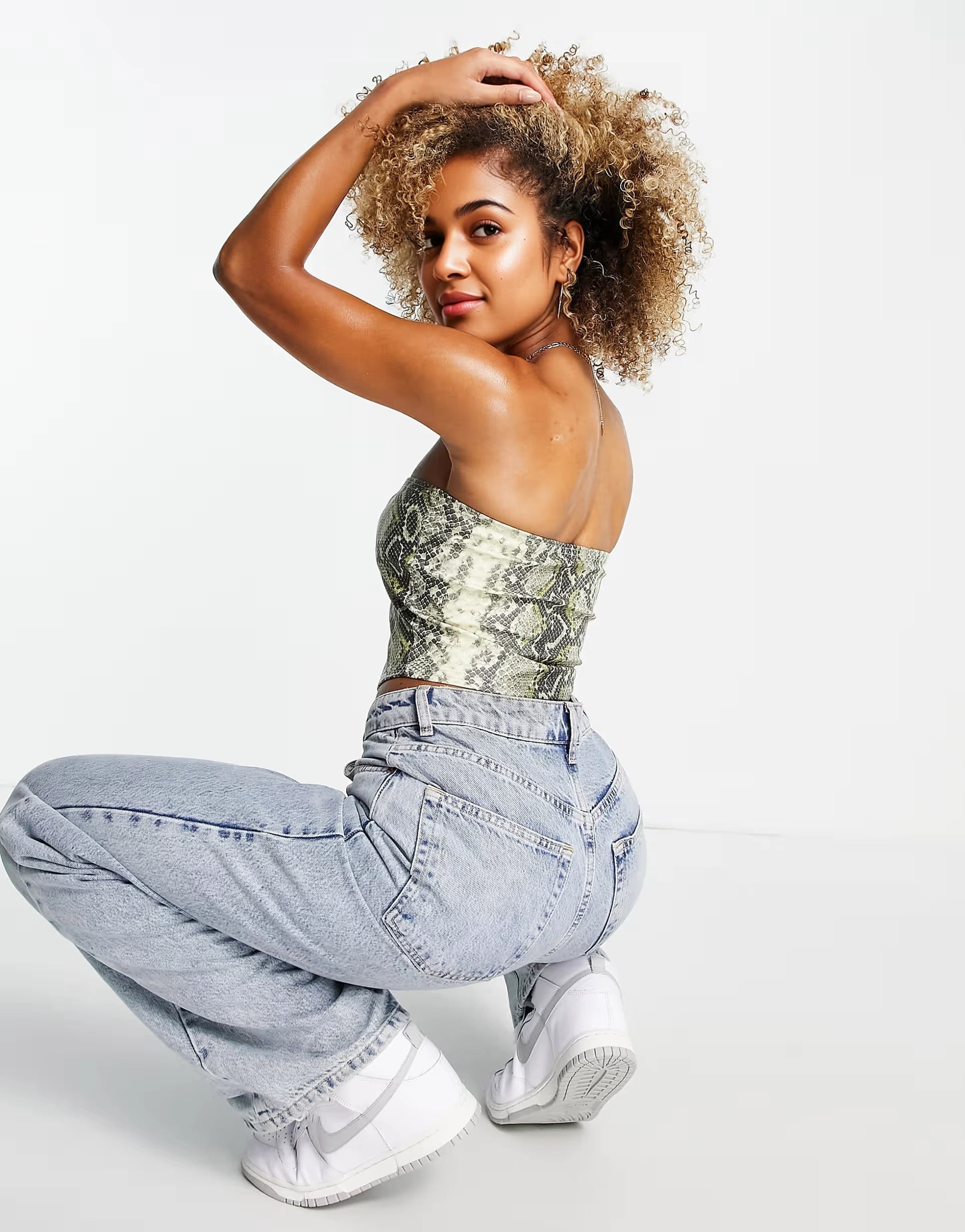 Fashionkilla Womens Leather Look Corset Top Co-Ord In Snake Print