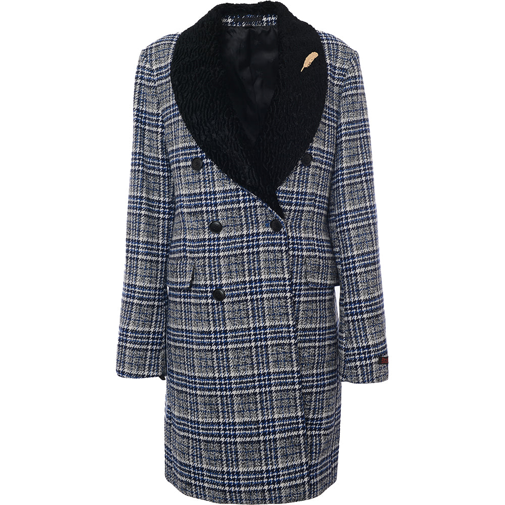 Devils Advocate Men's Black Longline Checked Coat