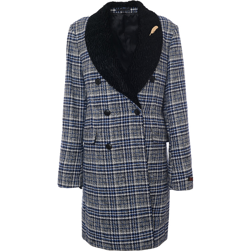 Devils Advocate Men's Black Longline Checked Coat