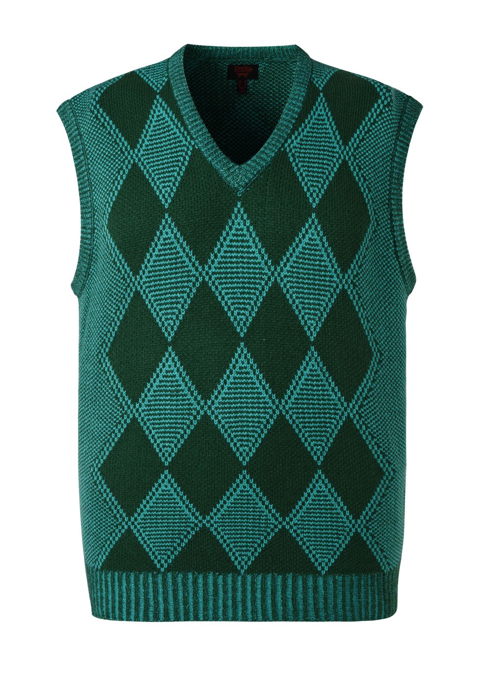Mens Devils Advocate Printed Vest In Green Argyle Print