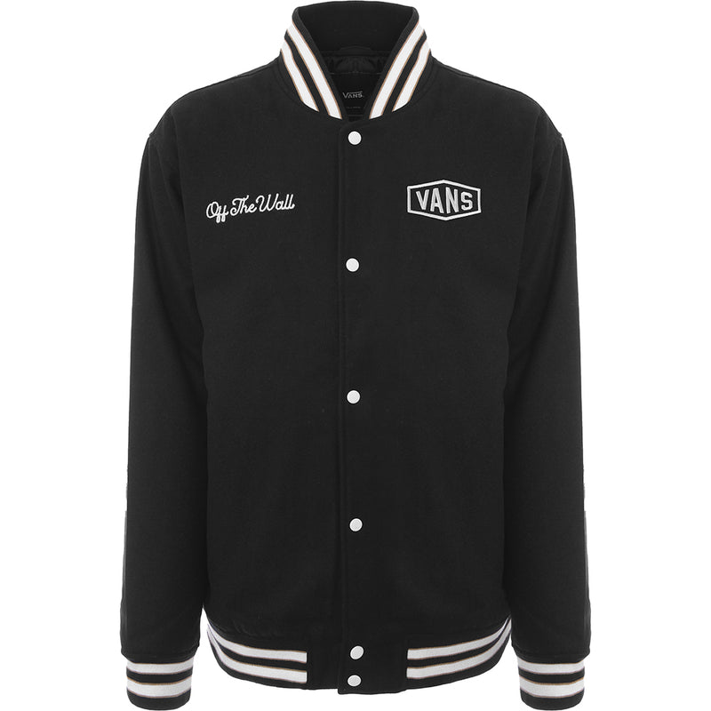 Vans Men's Black Varsity Jacket with Animal Print