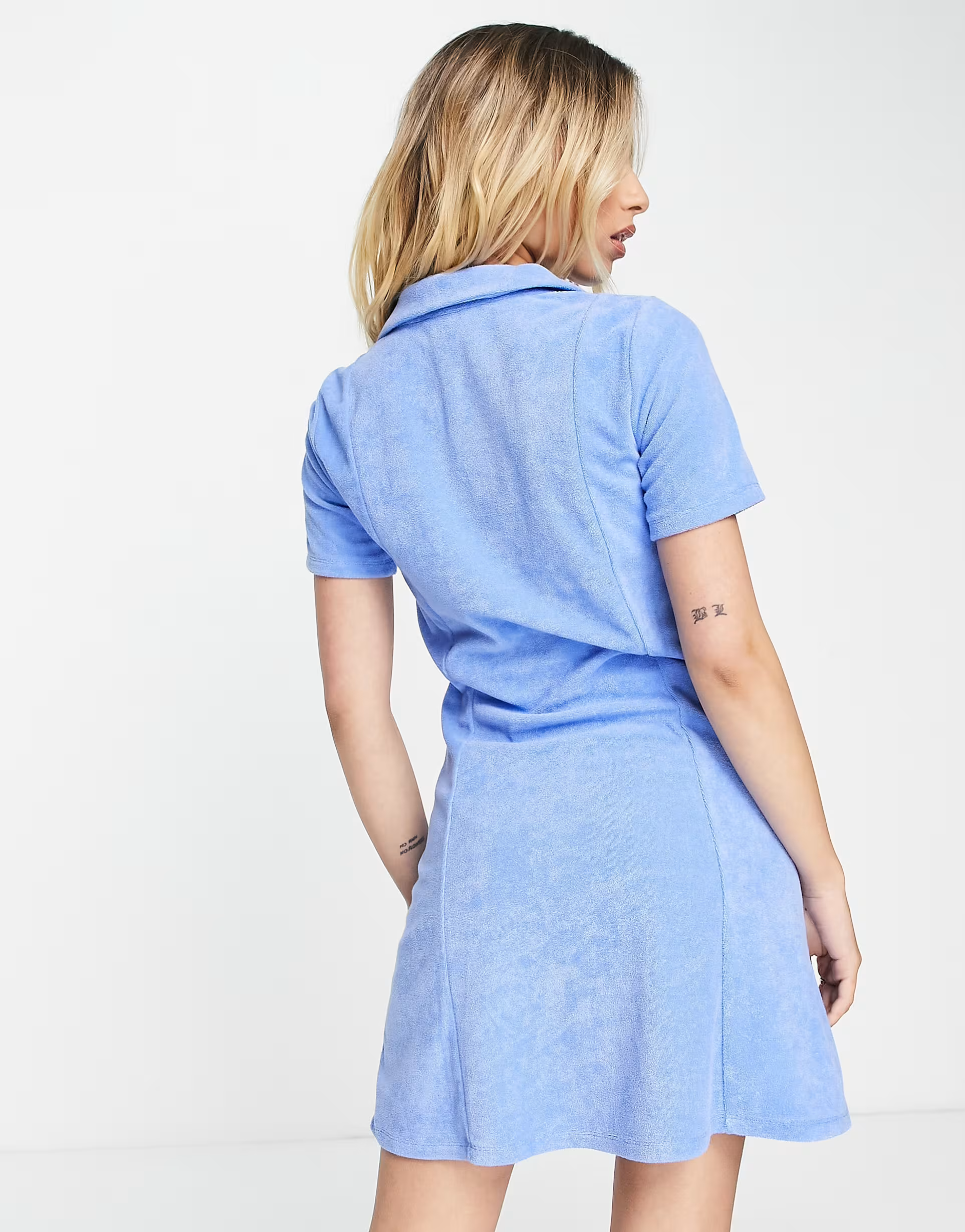 Monki Womens Towelling Tennis Dress in Bright Blue