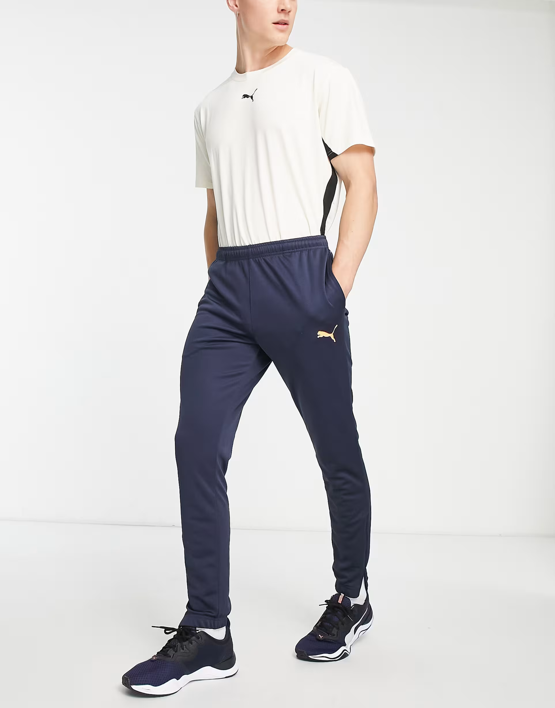 Mens Puma Team Rise Poly Training Joggers in Navy