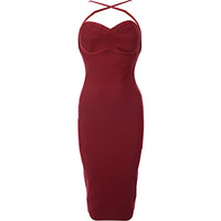 Rare London Womens Bandage Bodycon Midi Dress In Wine