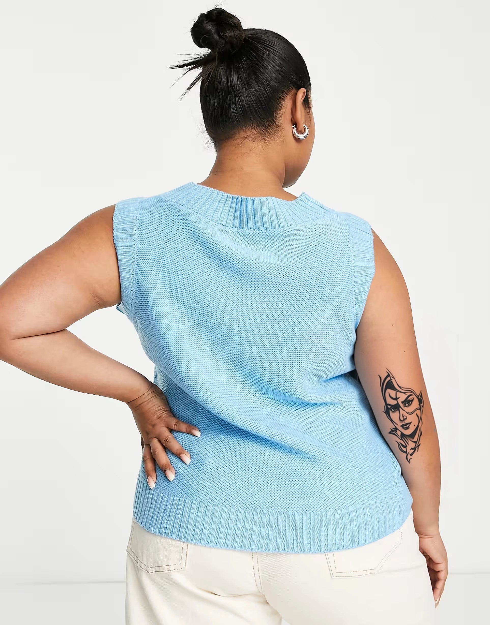 Yours Womens Cable Knitted Vest In Blue