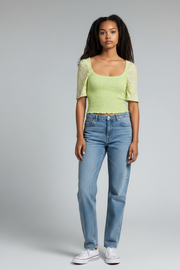 Free People Womens Marigold Shirred Bodice Top In Green