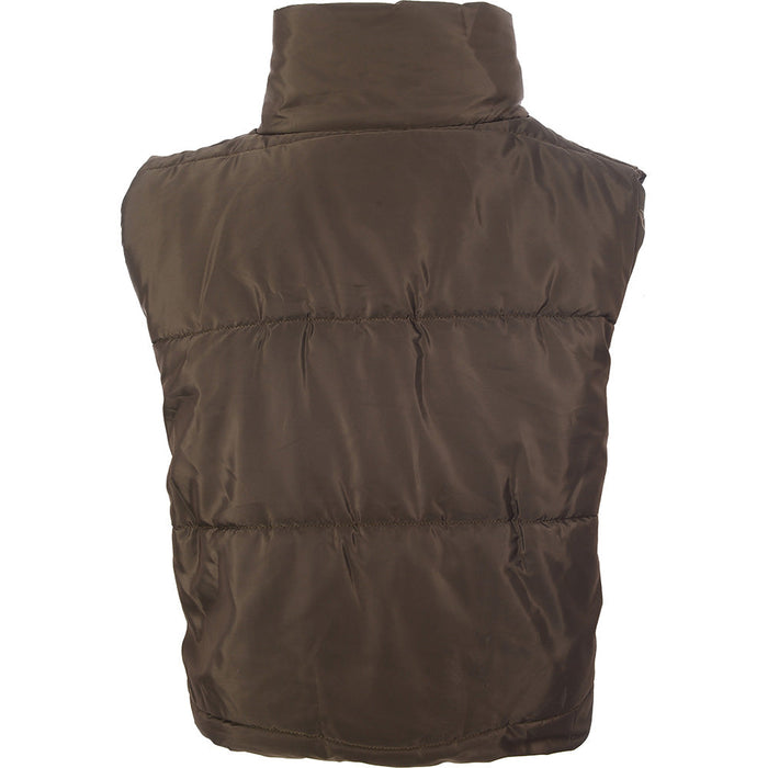 I Saw It First Womens Khaki Puffer Cropped Gilet