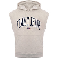 Tommy Jeans Women's Oversized Collegiate Logo Vest Hoodie in Grey