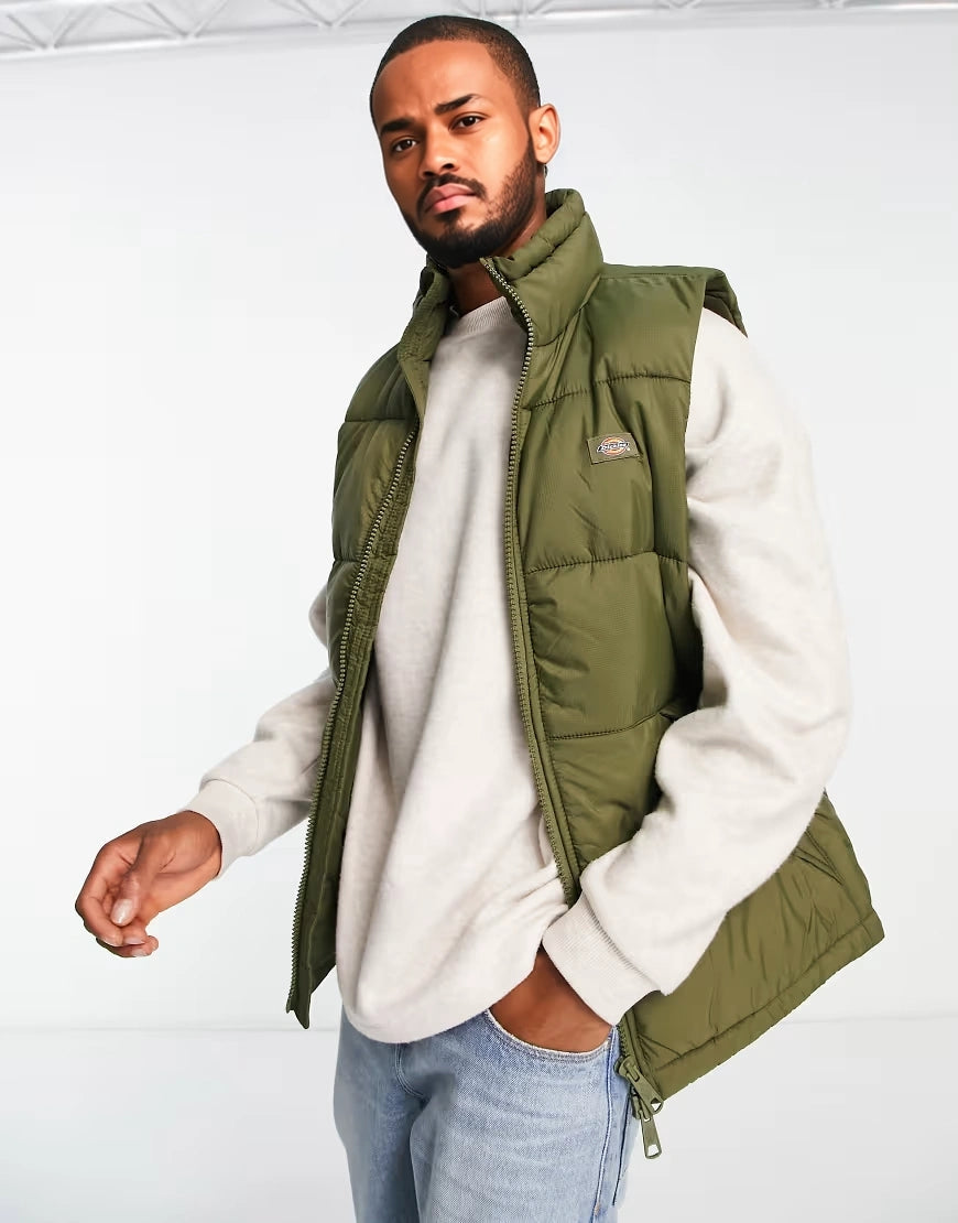 Mens Dickies Waldenburg Gilet In Khaki