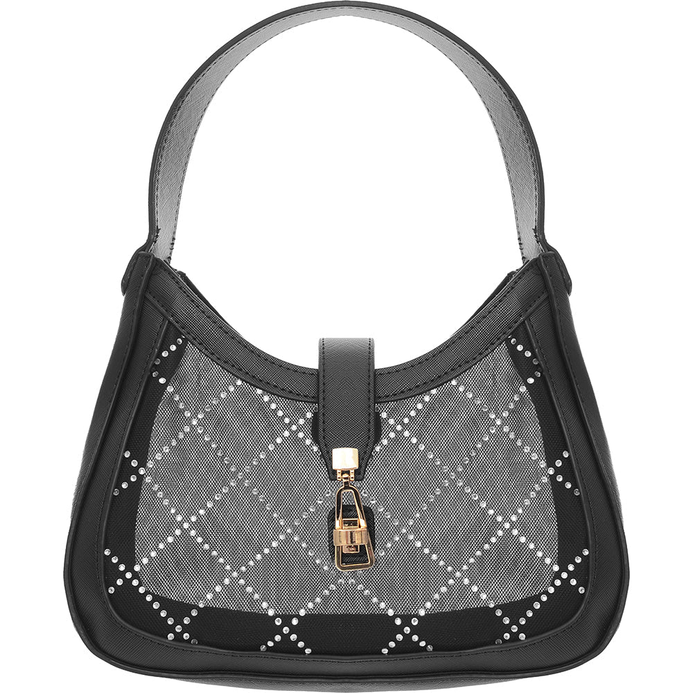 Skinnydip Women's Black Mesh Monogram Shoulder Bag