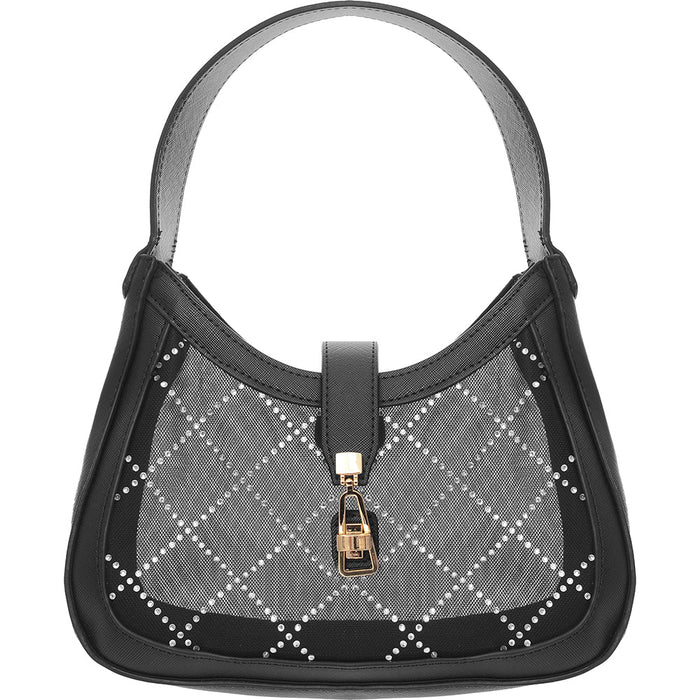 Skinnydip Women's Black Mesh Monogram Shoulder Bag