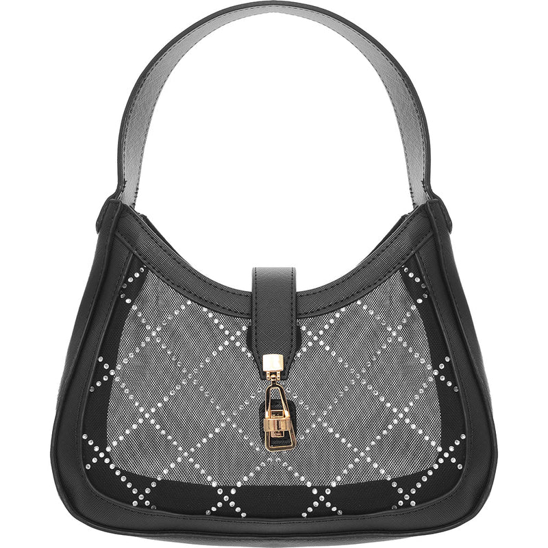 Skinnydip Women's Black Mesh Monogram Shoulder Bag