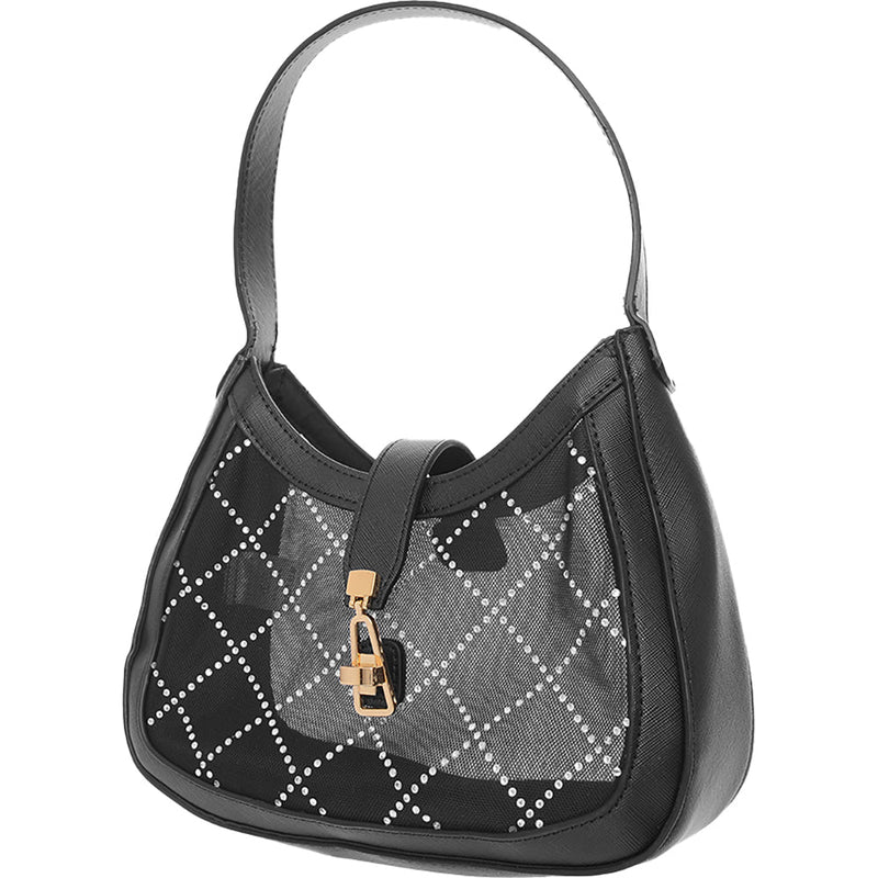 Skinnydip Women's Black Mesh Monogram Shoulder Bag