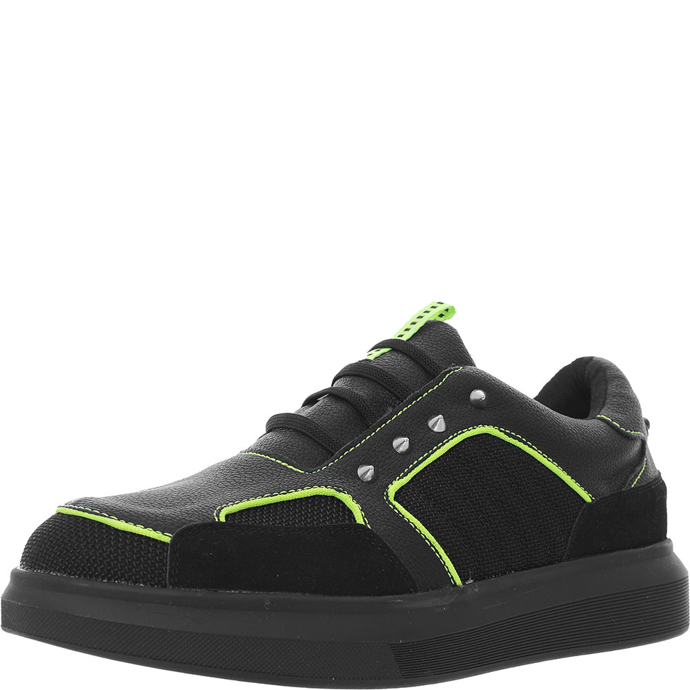 Koi Footwear Men's Black And Yellow Contrast Detail Trainers