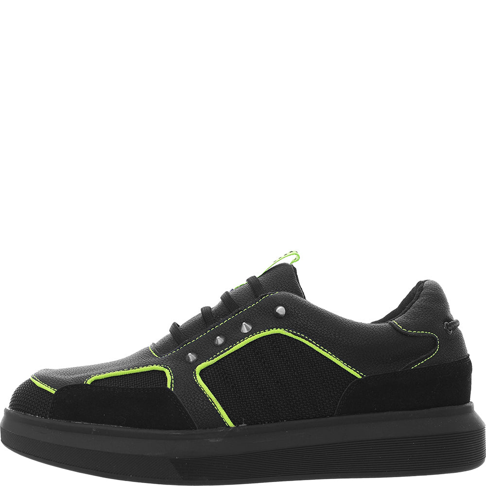 Koi Footwear Men's Black And Yellow Contrast Detail Trainers