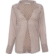 Abercrombie & Fitch Womens Brown Sheer Shirt with Checkerboard