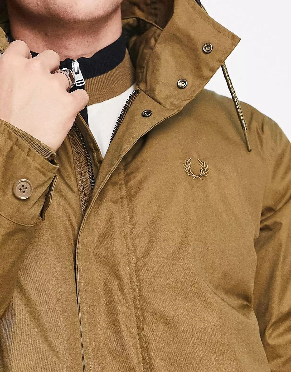 Fred Perry Mens Short Padded Parka Jacket In Brown