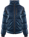 The Couture Club Men's Turquoise Textured Metallic Puffer Jacket