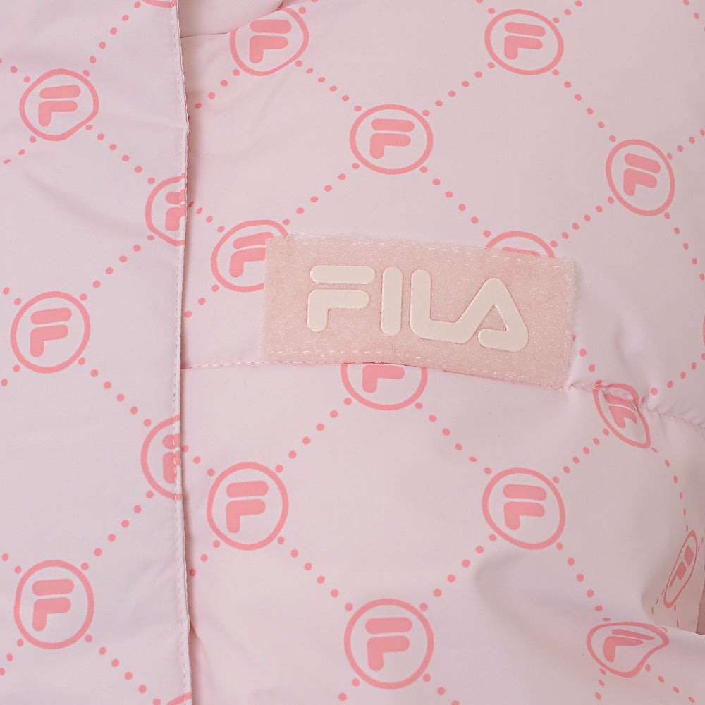 Fila Women's Pink Printed Puffer Jacket With Logo