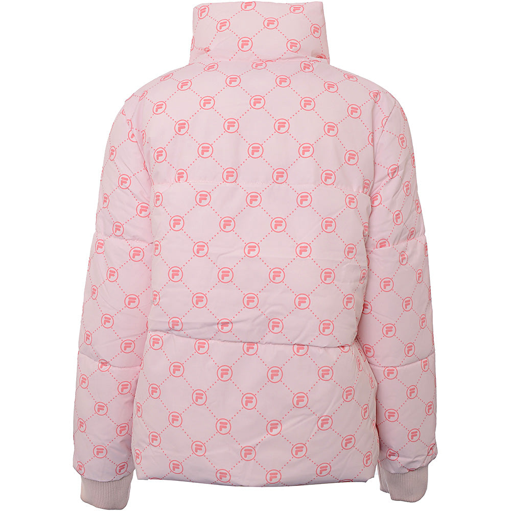 Fila Women s Pink Printed Puffer Jacket With Logo Sale Lab UK