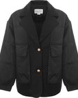 Urban Revivo Women's Black Padded Jacket with Contrast Collar