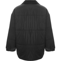 Urban Revivo Women's Black Padded Jacket with Contrast Collar