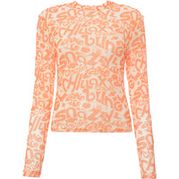 Urban Revivo Women's Orange Printed Long Sleeve T-Shirt