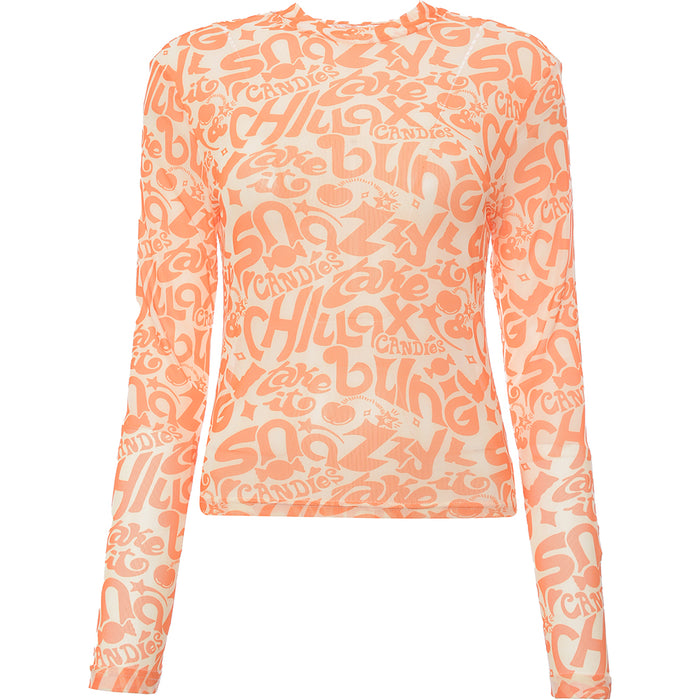 Urban Revivo Women's Orange Printed Long Sleeve T-Shirt