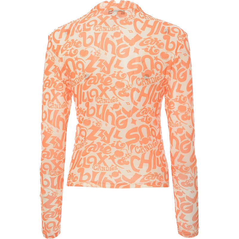 Urban Revivo Women's Orange Printed Long Sleeve T-Shirt