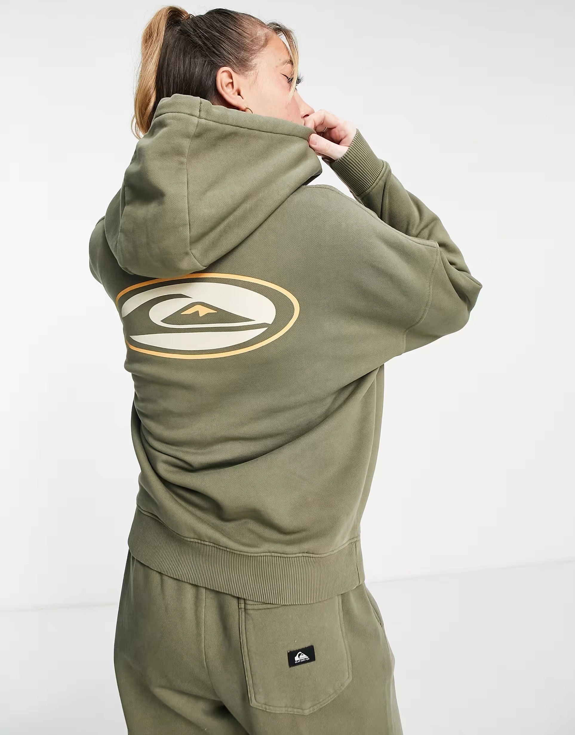 Womens Quiksilver Oversized Hoodie in Khaki
