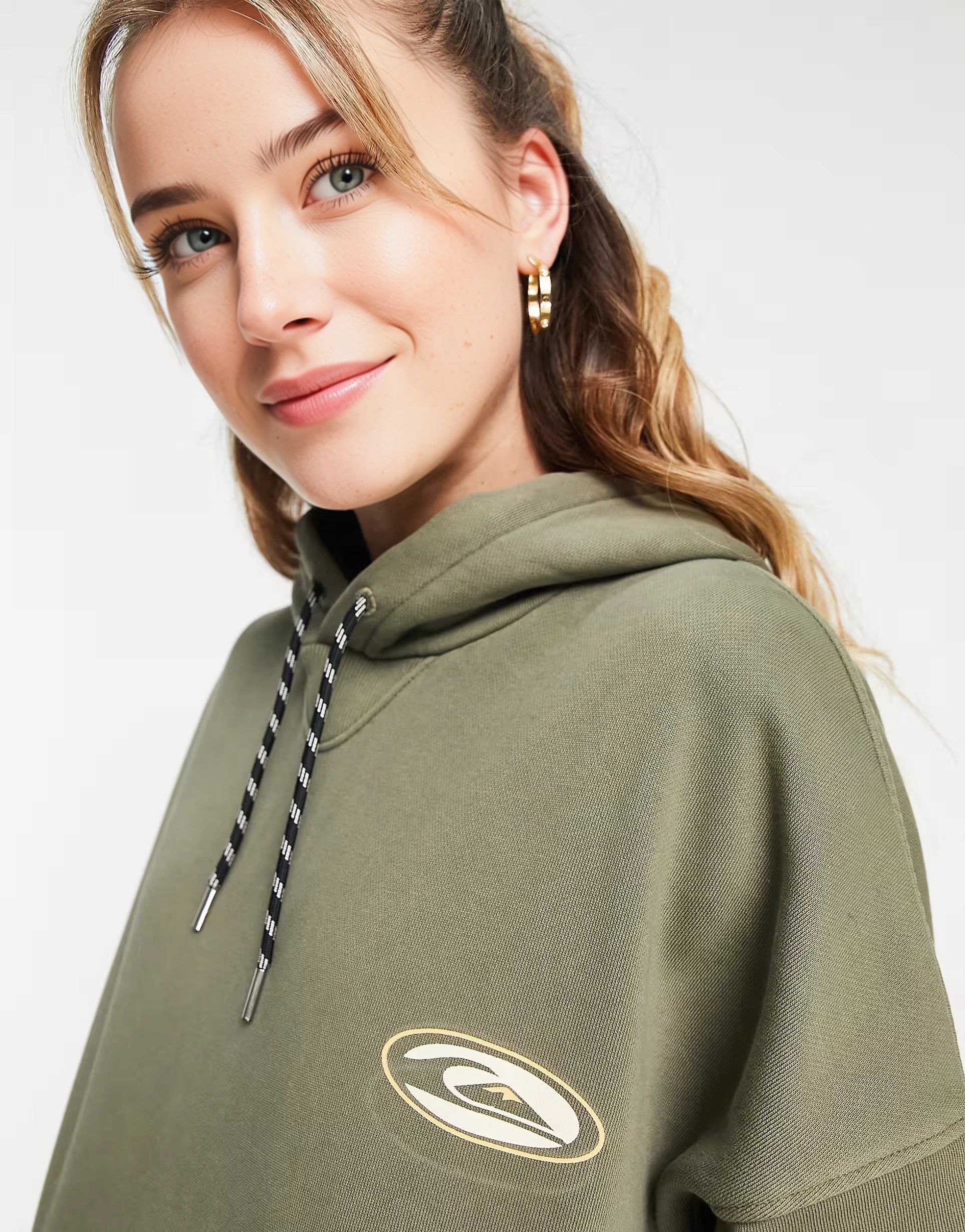 Womens Quiksilver Oversized Hoodie in Khaki