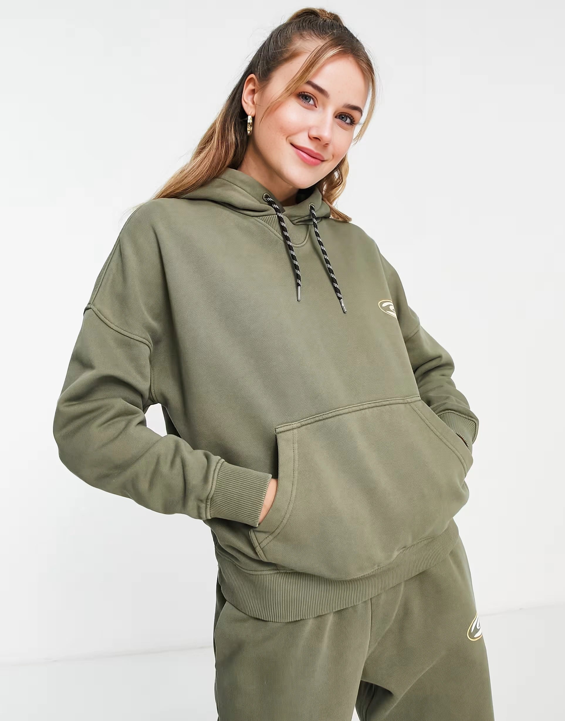Womens Quiksilver Oversized Hoodie in Khaki