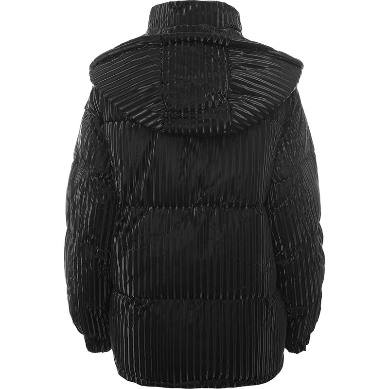 Sixth June Women's Black Ribbed Iridescent Oversized Coat