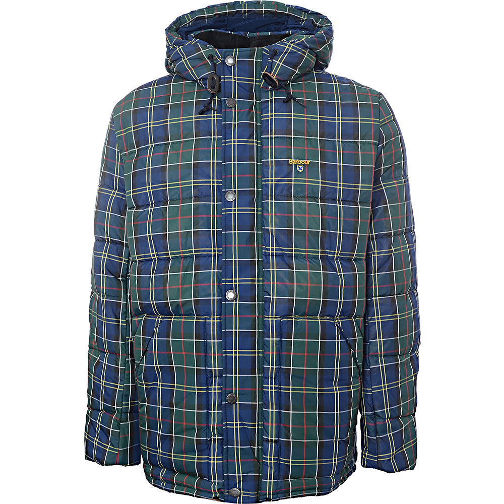 Barbour Unisex Navy Blaine Tartan Padded Coat