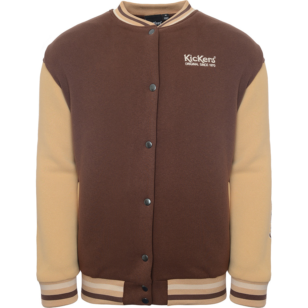 Kickers Women's Brown Oversized Varsity Jacket With Back Logo