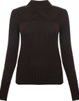 Morgan Women's Brown High Neck Peek A Boo Jumper