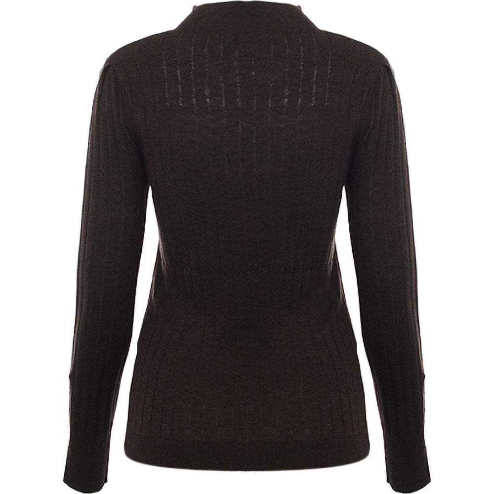 Morgan Women's Brown High Neck Peek A Boo Jumper