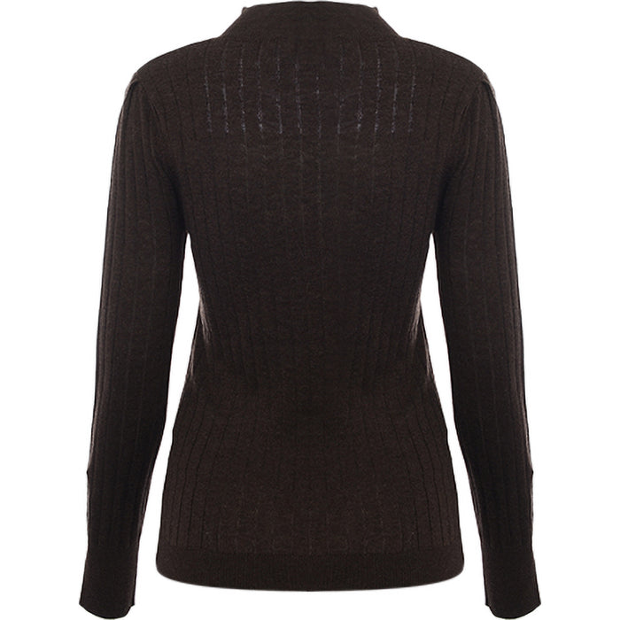 Morgan Women's Brown High Neck Peek A Boo Jumper